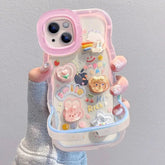 3D Rainbow Heart Stand Case for iPhone – Cute Cartoon Full Cover with Phone Holder